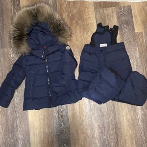 Moncler Down Snowsuit with removable fox fur hood. Like NEW 4T